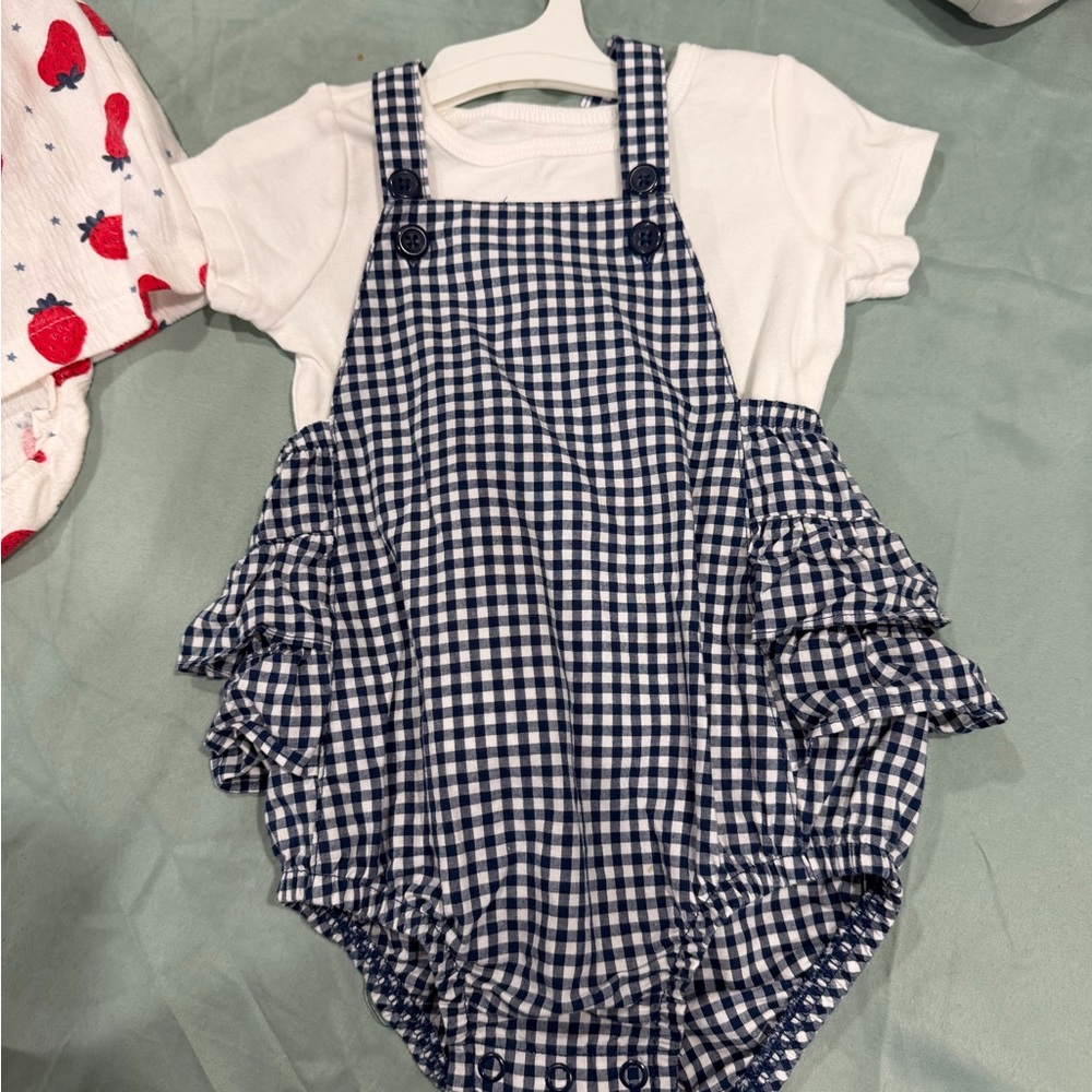 Carter's Navy and White Checkered Baby Romper